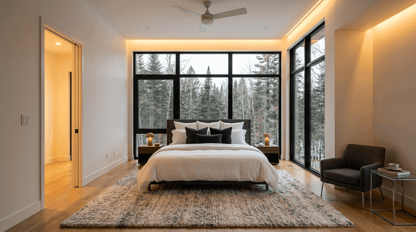 Photorealistic AI virtual staging software transformation of #Scandinavian #Bedroom into scandinavian style