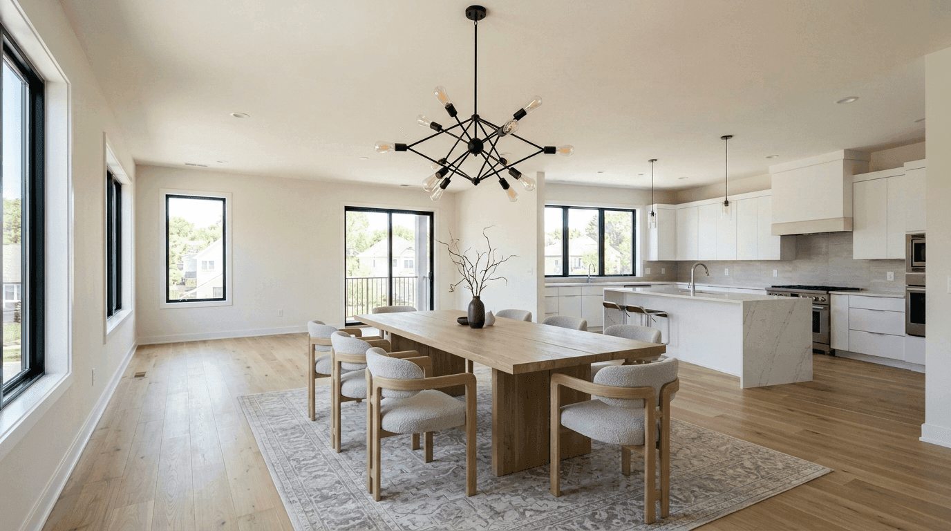 Photorealistic AI virtual staging software transformation of #Scandinavian #DiningRoom into scandinavian style