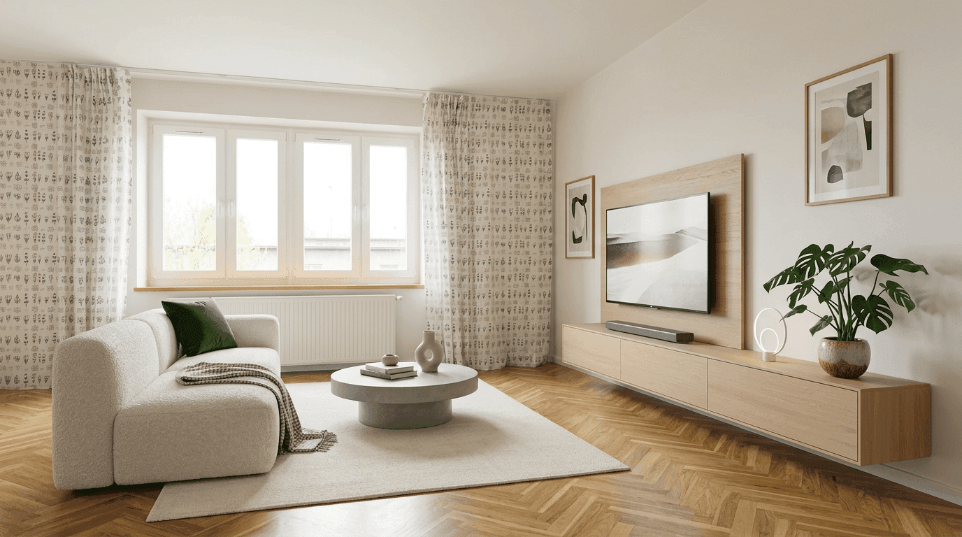 Photorealistic AI virtual staging software transformation of #ModernMinimalist #LivingRoom #Loft into modern style
