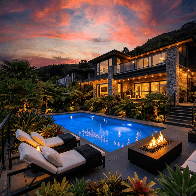 Photorealistic AI virtual staging software transformation of #TwilightMagic #Exterior into twilight style