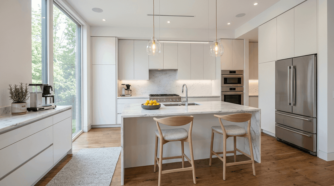 Photorealistic AI virtual staging software transformation of #Scandinavian #Kitchen into scandinavian style