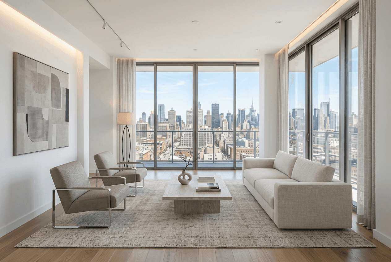 Finished photorealistic room after AI virtual staging