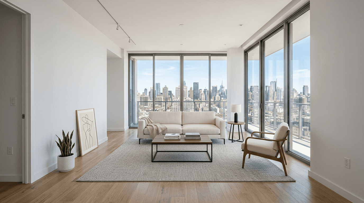 Finished photorealistic room after AI virtual staging